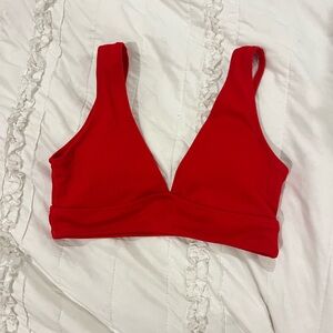 Red Women's Ribbed Bikini top